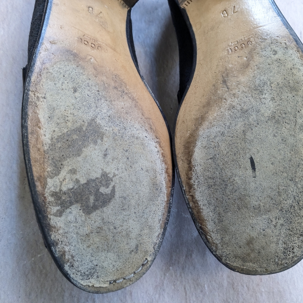 Gucci Horsebit Loafers Black Monogram Canvas Logo Women 7 B - Picture 14 of 16